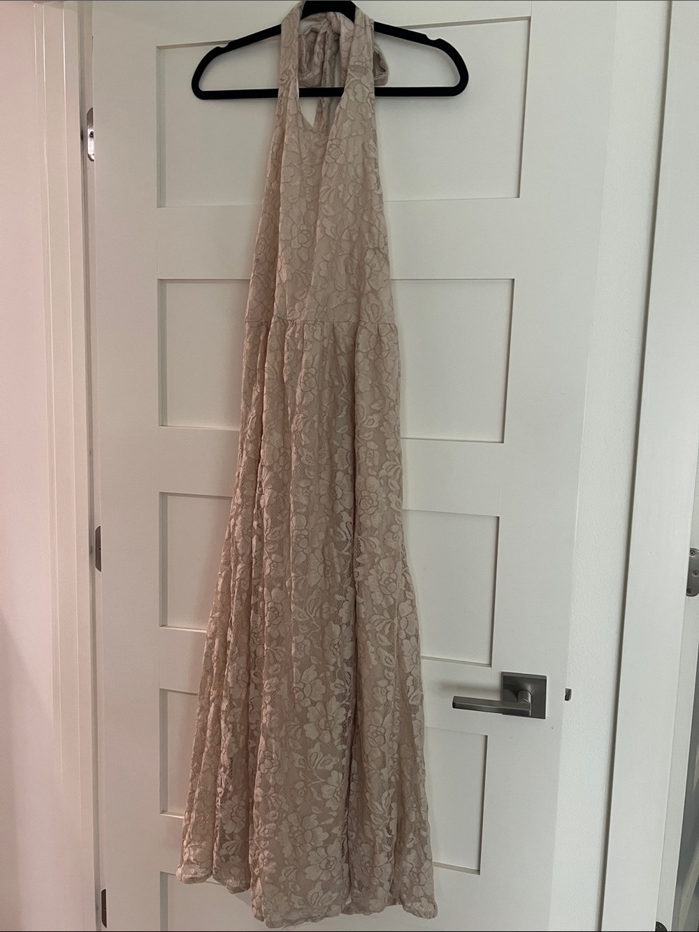 Saltwater Luxe Halter Lace Maxi Dress in Ecru Lined Lace